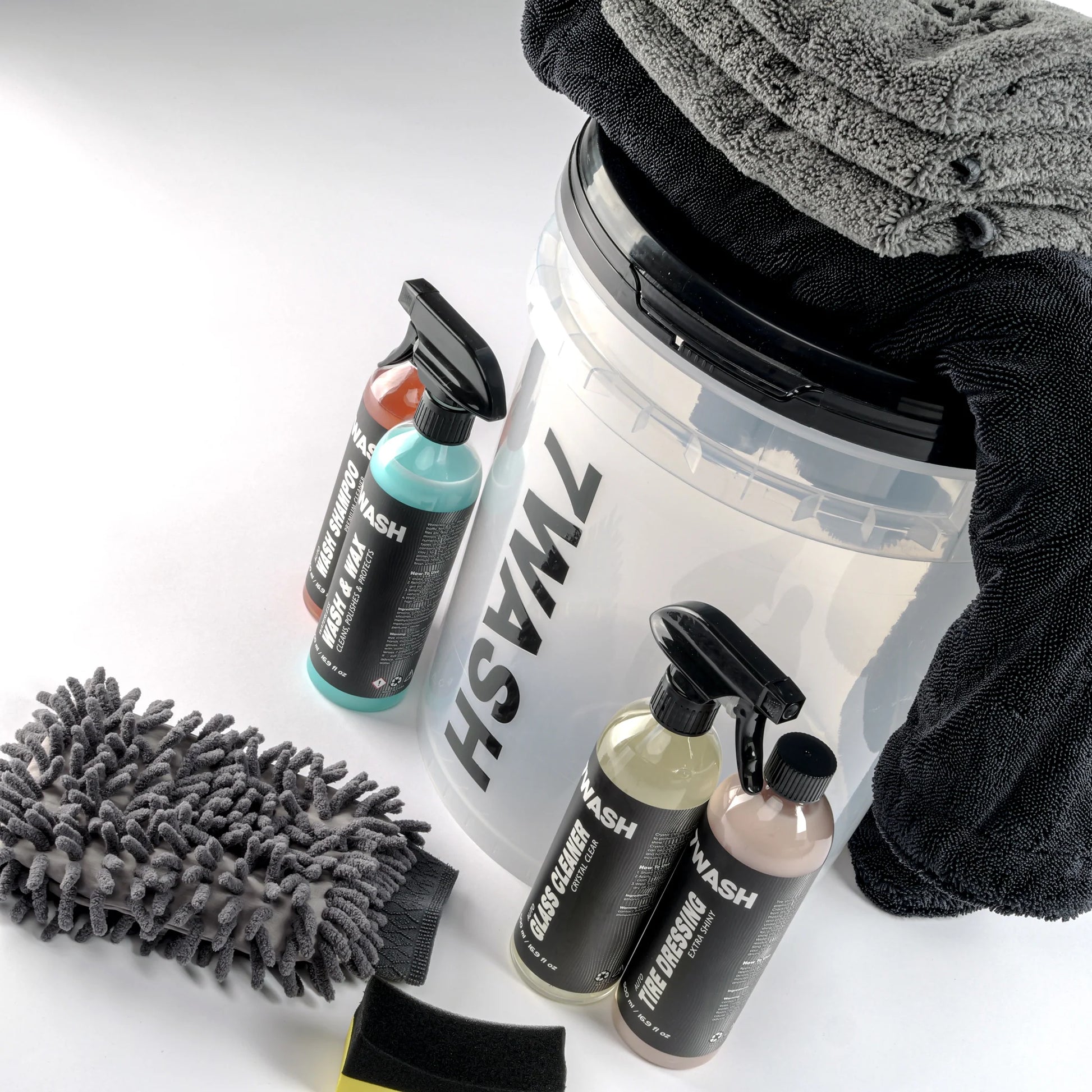 7Wash Basic Wash Set für Fahrzeugpflege mit Mikrofasertüchern Autoshampoo und Zubehör