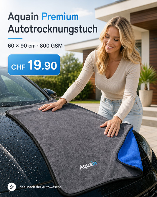 Aquain Premium Auto-Trockentuch 60 × 90 cm – Grau/Blau